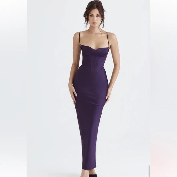 Purple long maxi dress bodycom corset - new - Picture 4 of 7